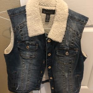 INC denim jacket vest